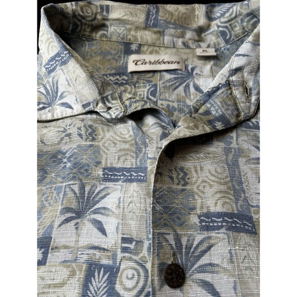Caribbean Men’s Silk Blend‎ Size XL Tropical Print Short Sleeve Button-Up Shirt - Picture 3 of 4
